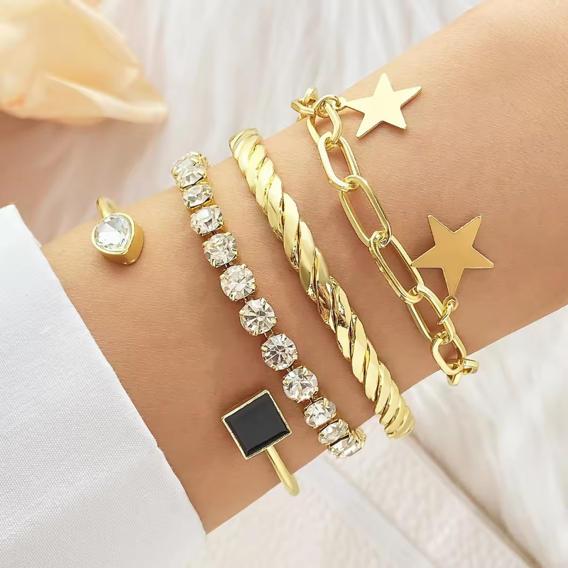 4 Pcs Star Tassel Bracelet Set